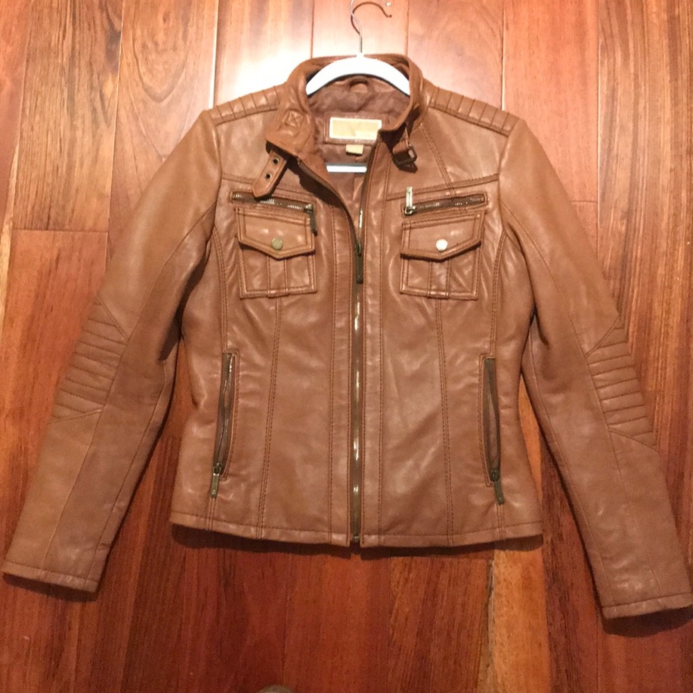Michael Kors brown leather jacket size M